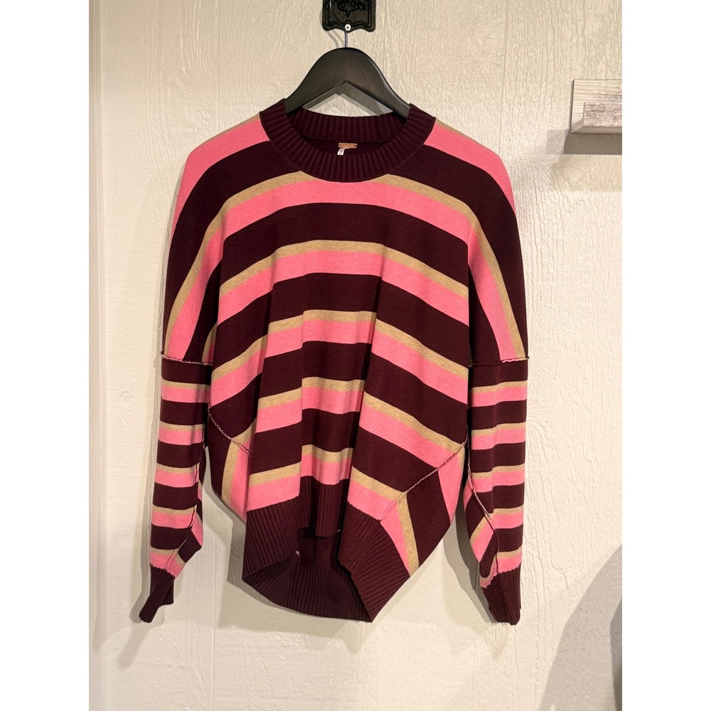 Free people Stripe Muse Pullover hi-low Crewneck sweater